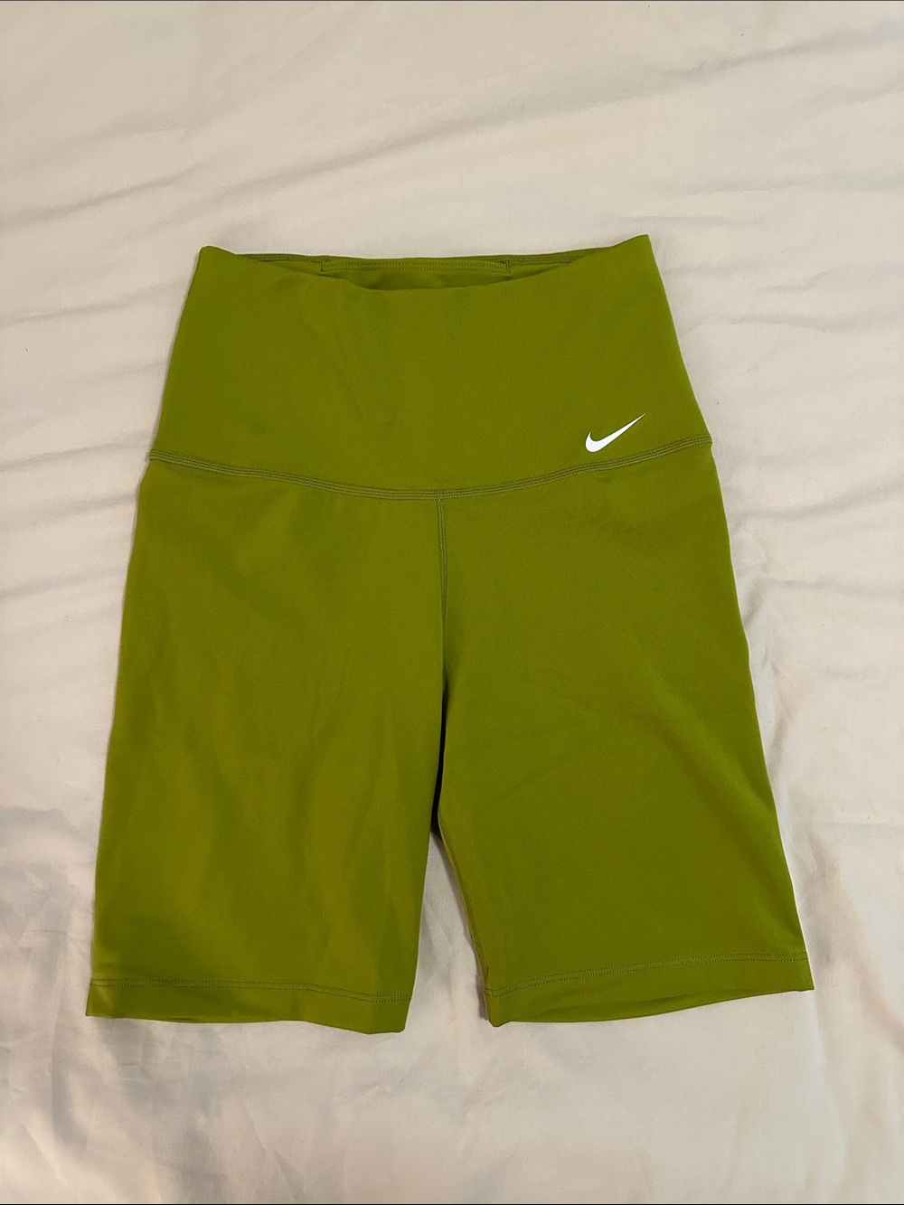 Nike Olive Bike Shorts with White Swoosh